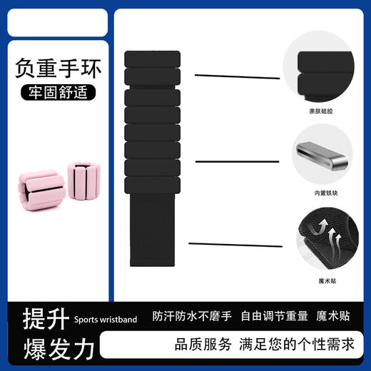 【邮费单独收取】单色魔术贴手环手臂力量训练运动健身腕力负重可调节通用尺寸（需要排单，急单慎拍） 商品图1