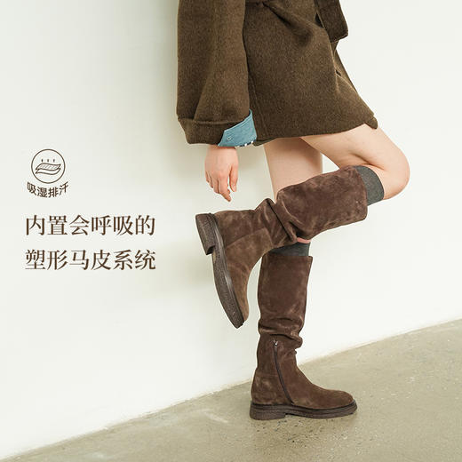 【一家店专属】【品牌直发】RIM RIM新款马皮鞋高丝光小牛反绒高筒靴2530 商品图1