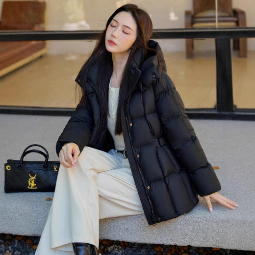 「自」全新升级【铂金会员809/天猫1089/差价280】(02205)洛诗琳气质一手长羽绒服2025冬季新款修身显瘦收腰加厚外套 商品图2