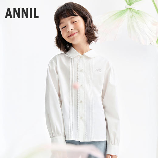 女童翻领长袖上衣春季新款安奈儿童装EG611605 商品图1