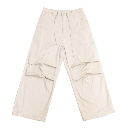 CryingCenter 米白色降落伞裤伞兵裤中低腰抽绳基础工装 哭喊中心 商品图3