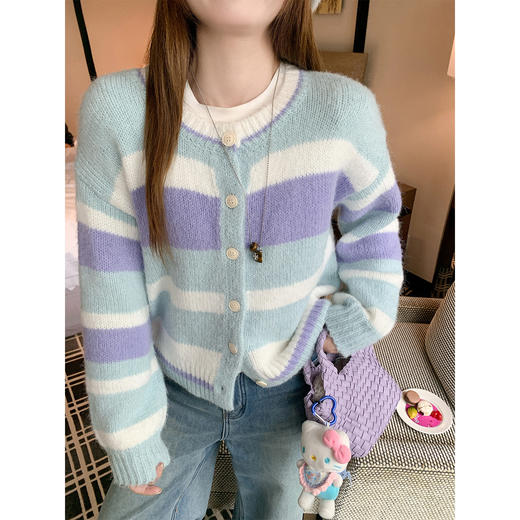 <曾小咸推荐>现货秒杀 ！微信超特价！彩色条纹针织开衫 日常209.99 立减120 秒杀89.99！！ 商品图4