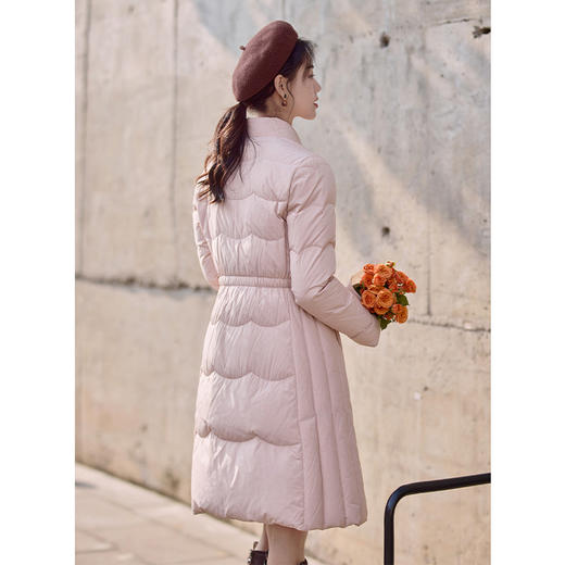 红念粉色羽绒服女中长款设计感冬季2025年新款气质白鸭绒冬装外套 商品图1