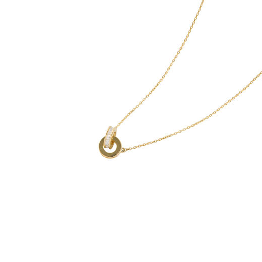 三彩2026新款极简几何双环吊坠项链轻奢锆石通勤约会设计感高级 商品图1