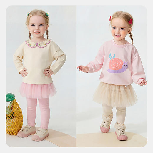 迷你巴拉巴拉女童宝宝裤子春新品棉柔亲肤拼接蕾丝裙摆甜美打底裤★ 商品图2