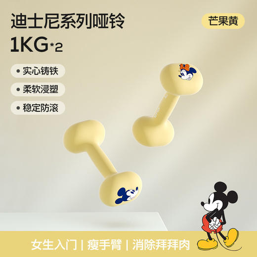 迪士尼小哑铃女士YOTTOY健身家用器材2kg一对3kg一对1kg实心铸铁铃壶新 商品图5