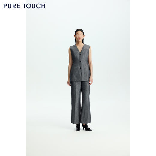 商场同款PURE TOUCH女装26春夏新款v领西装马甲收腰羊毛亚麻马夹 商品图3