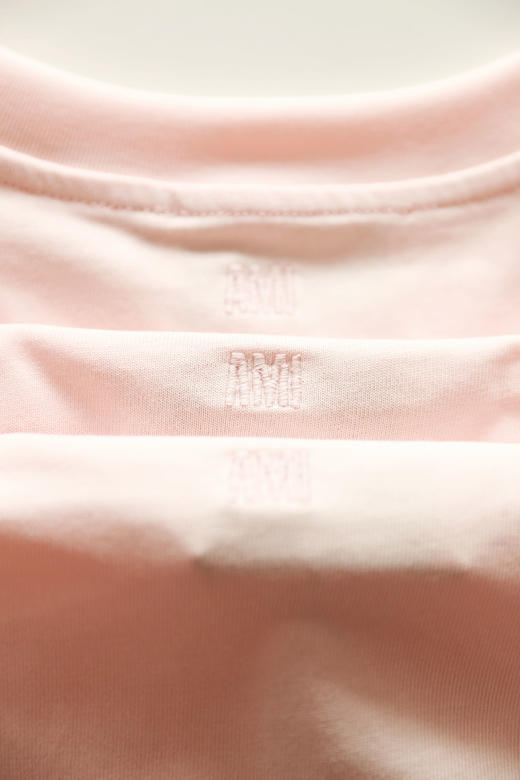 pink字母tee，法式复古设计。正肩宽松全棉粉色情侣款t恤C123158 商品图11