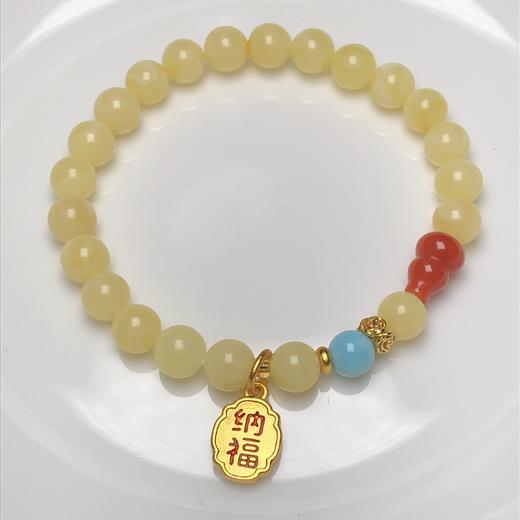 上新！满蜜白花蜜蜡、南红葫芦、海纹石、铜招财纳福小手链（无证书）饰品美物 商品图4