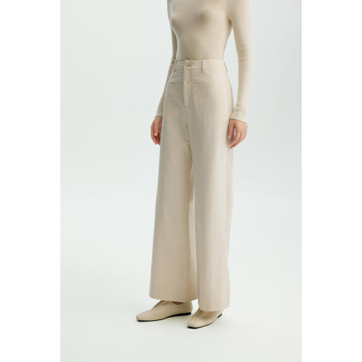 商场同款PURE TOUCH女装26春新款棉混纺牛仔裤微弹白色高腰直筒裤 商品图8