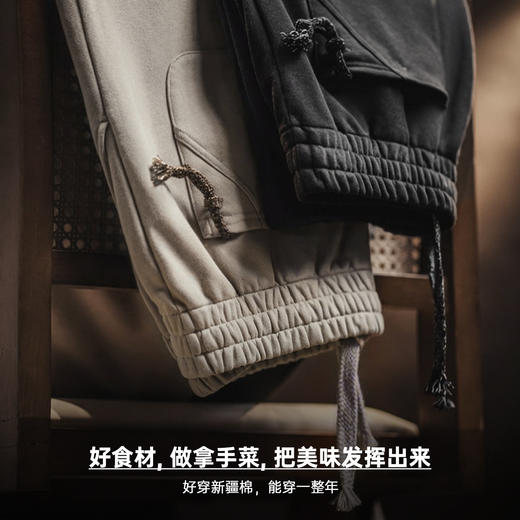 马登工装美式新疆棉卫裤直筒宽松灰色垂感运动休闲长裤子男士春 商品图4