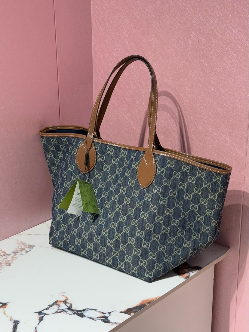 Gucc*i新款牛仔丹宁托特包