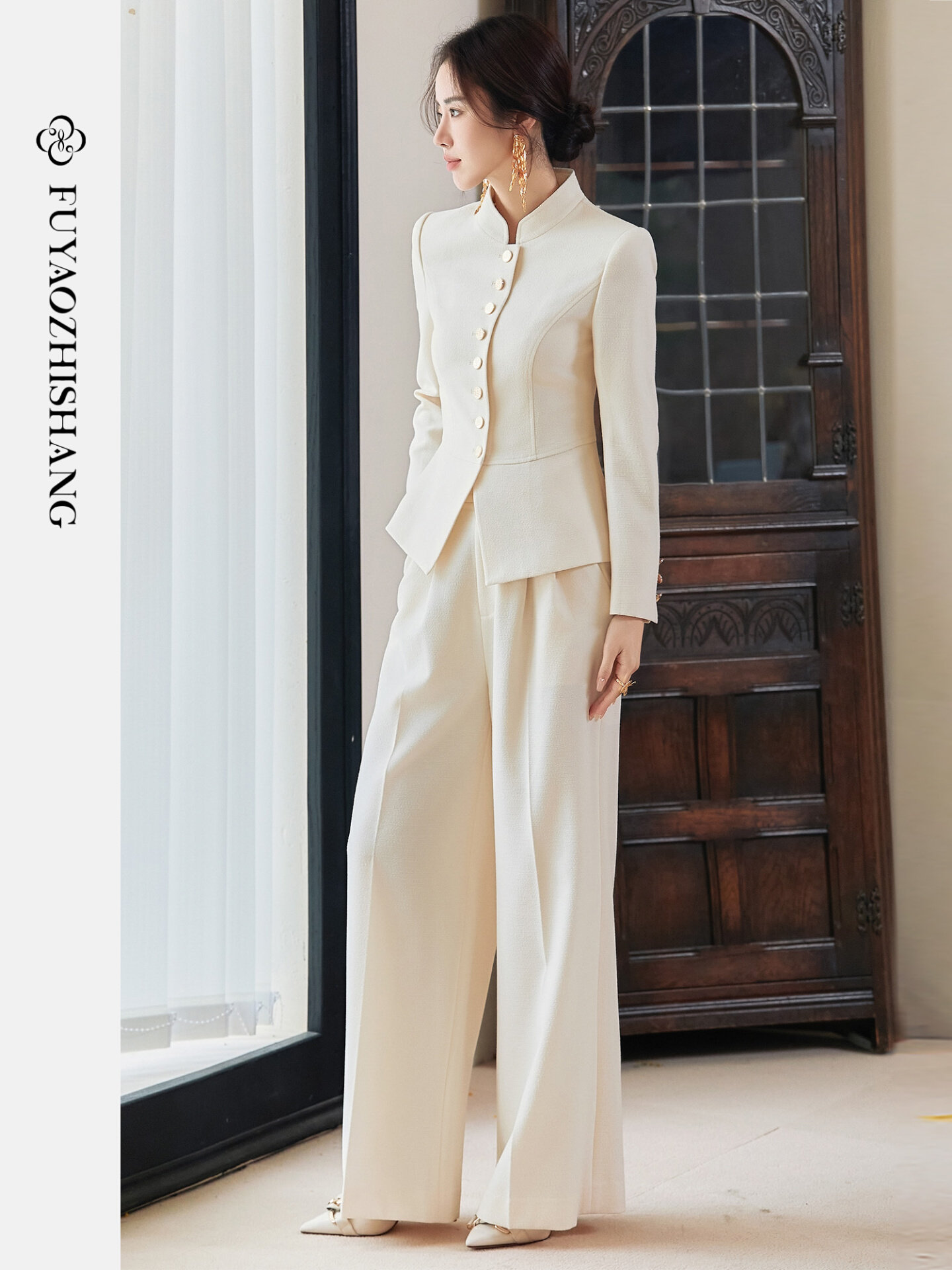 IWY/扶摇系列 复古国风西装套装女新款新中式单排扣老钱西服外套FYCP609