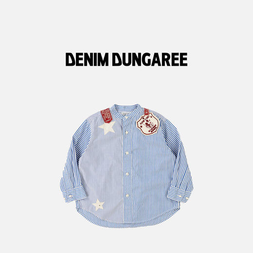 日本DD童装 DENIM DUNGAREE 迪士尼联名米奇贴布条纹衬衫 商品图0