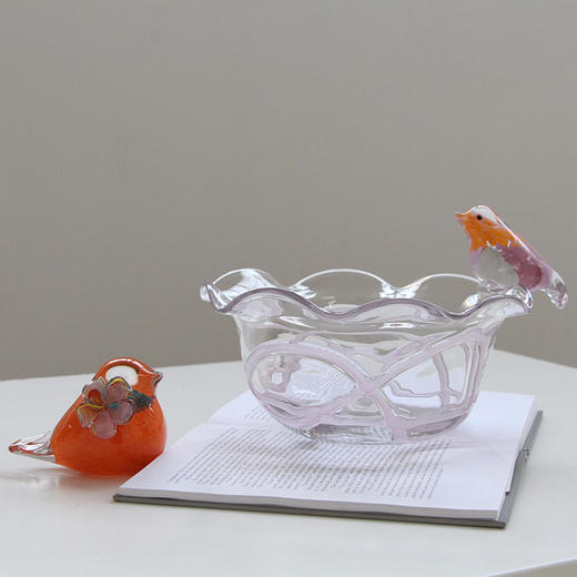 北欧创意轻奢风小鸟玻璃彩色果盘装居家送礼家用甜品水果碗盘收纳 商品图2