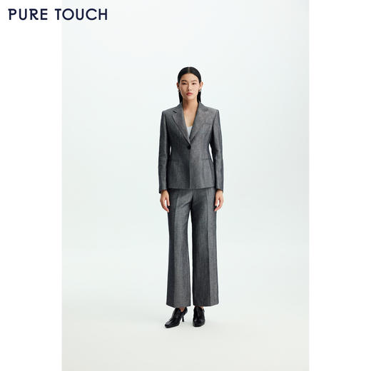 商场同款PURE TOUCH女装26春夏新款高腰西装裤羊毛亚麻混纺直筒裤 商品图1