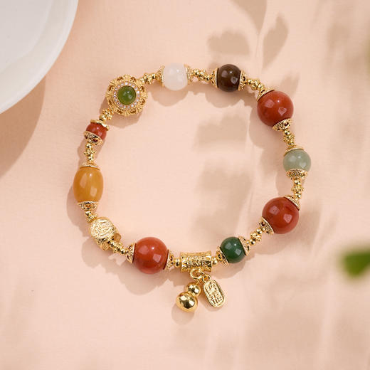 【福至心灵·南红多宝手串】敦煌福泽小众十二通宝南红手串和田玉蜜蜡多宝手串 商品图12