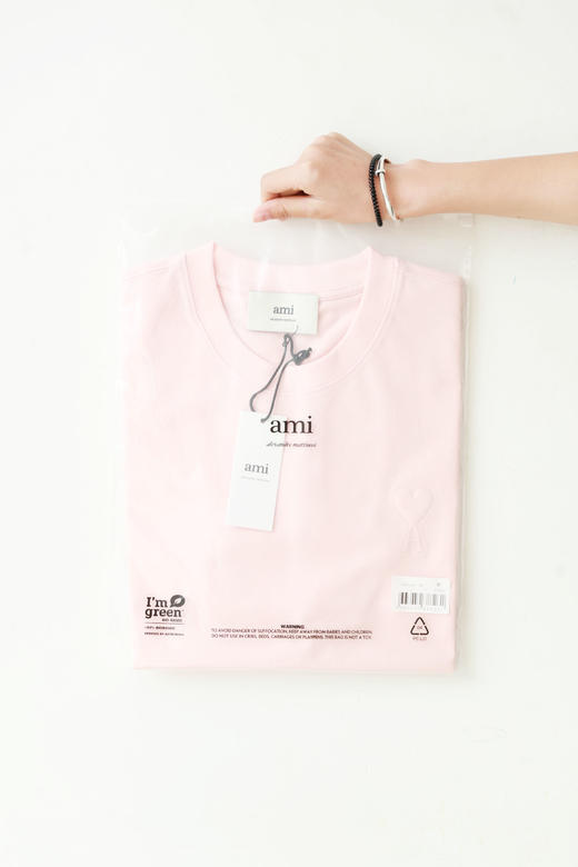 pink字母tee，法式复古设计。正肩宽松全棉粉色情侣款t恤C123158 商品图14