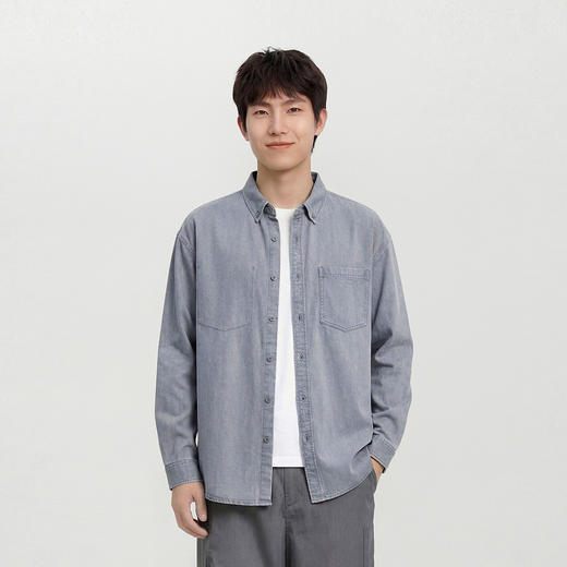 商场同款|森马长袖衬衫男春季纯棉斜纹外套2026新款宽松翻领上衣 商品图2