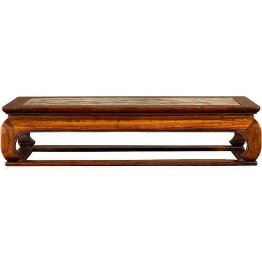 清	黄花梨镶云石束腰马蹄腿带托泥器座 商品图5