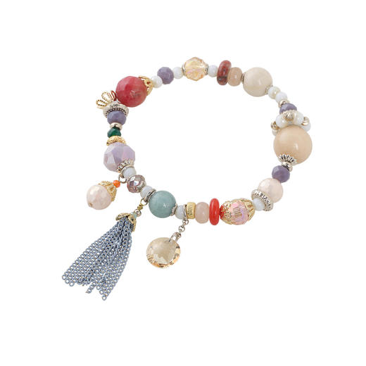 三彩2026新款多宝手工串珠流苏吊坠手链手串小众国风松弛设计感 商品图4