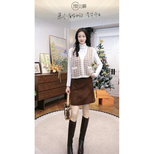 火桐hooton 织愈 格纹山羊绒拉绒V领马甲背心83340 商品图2