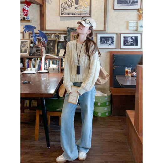 <曾小咸推荐>法式镂空设计感收腰针织毛衣 商品图3