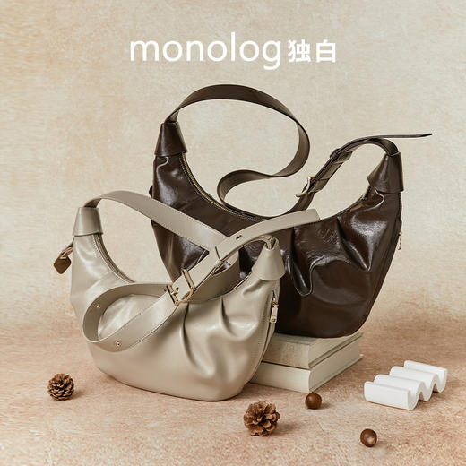 【新品首发】独白巴黎日记牛角包时尚油蜡皮单肩斜挎女包D4200/L 商品图7