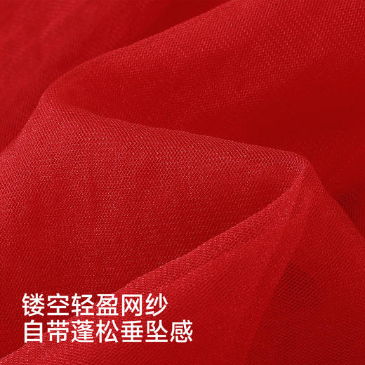 【轻盈网纱】英氏童装女宝宝长袖连衣裙抓周裙超好看红色生日裙可爱网纱蓬蓬裙 商品图2
