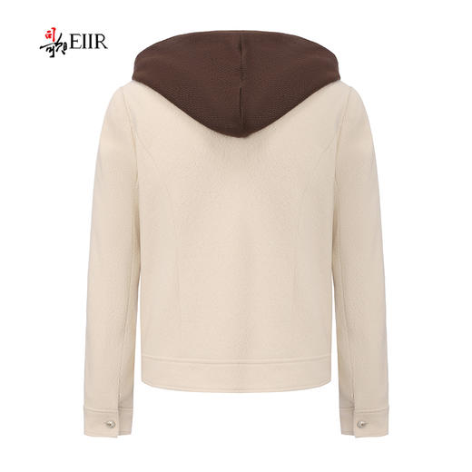 司歌弹力针织收腰外套女连帽可拆卸单排扣B921295X 商品图3