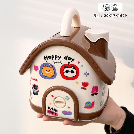 【存钱啦❗️房子存钱罐】可爱存钱罐存个心愿，自带钥匙纸币、硬币皆可放入，手提设计方便移动，储蓄罐男孩女孩节日礼物可存可取玩具收纳盒QQ 商品图4