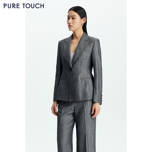 商场同款PURE TOUCH女装26春夏新款通勤西装外套绵羊毛亚麻混纺 商品图4