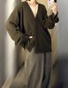 女款毛边V领针织开衫毛衣外套lv 商品缩略图3