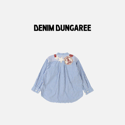 日本DD童装 DENIM DUNGAREE 迪士尼联名米奇贴布条纹衬衫 商品图1