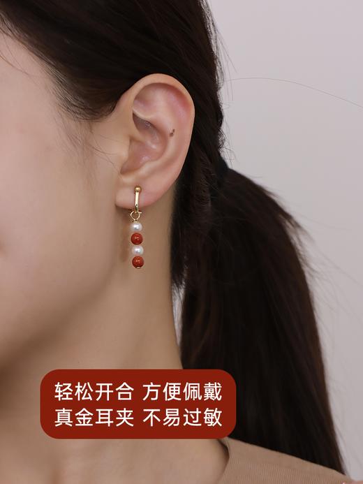 【天猫同款】耳扣款-18K金Akoya南红耳挂 商品图3