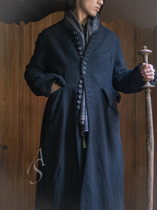 Silvana Manetti 泥灰色真丝羊毛手工毡艺披肩 商品图6