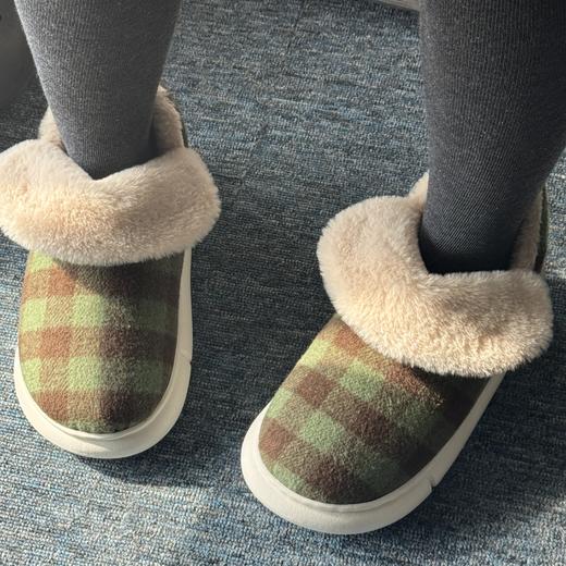 【焕新外穿棉鞋】舒适，高帮防风，卡其格、绿格纹棉拖鞋冬季室内家居，包跟棉鞋，加绒保暖，外穿高级感！ 商品图3