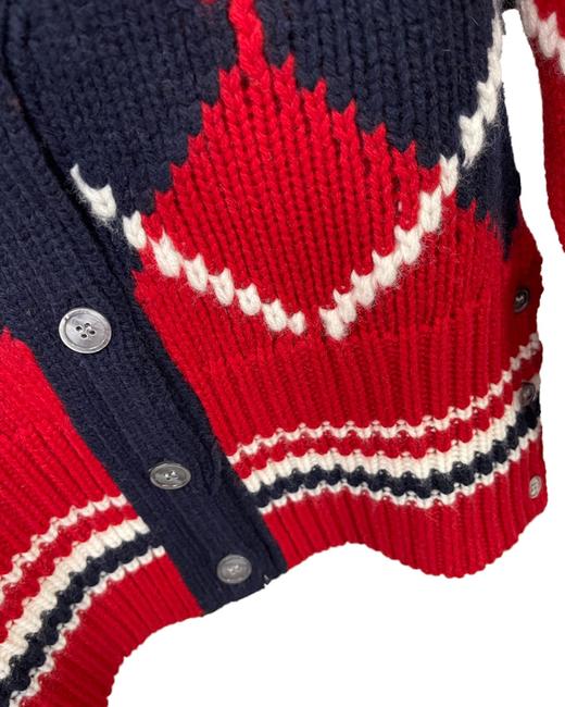 女款短款菱格纹羊毛针织开衫毛衣ho022 商品图2