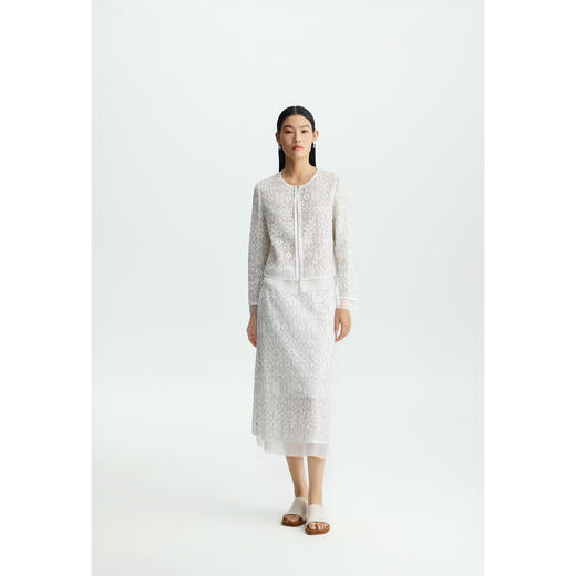 商场同款PURE TOUCH女装26春夏蕾丝短外套圆领拉链门襟棉混纺上衣 商品图7