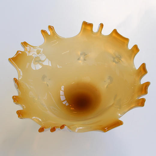 创意花朵造型厚重琉璃花瓶摆件客厅插花北欧波浪口样板间水养花器 商品图2