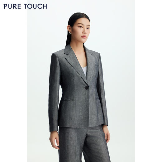 商场同款PURE TOUCH女装26春夏新款通勤西装外套绵羊毛亚麻混纺 商品图0