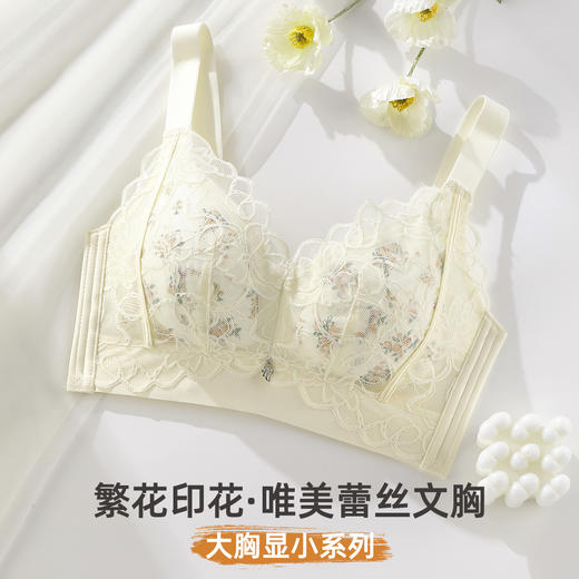 雅黛俪大胸显小显瘦性感蕾丝内衣透气洞洞杯轻薄款女士文胸罩 商品图1