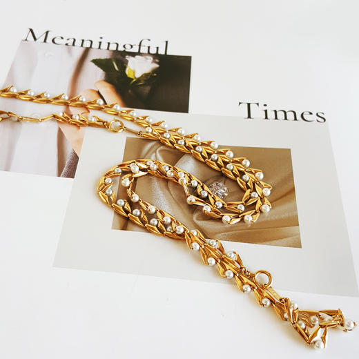 【天然正品】AU750黄金镶天然近完美约3.3MM设计师款珍珠毛衣链项链手链三用款3.3MM(皆取最大值)69CM（项链：47CM手链：22.2CM） 231225TJ42 商品图2