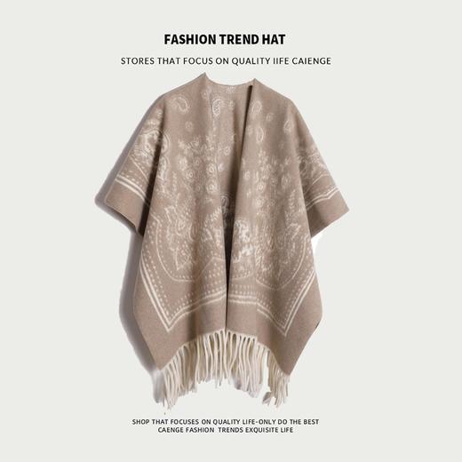 【西北风百分百羊毛披肩斗篷】抗起球加厚开叉披肩女秋冬季超大斗篷塞里木湖保暖空调披风 商品图2