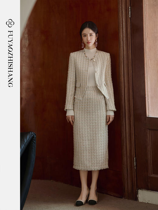 IWY/扶摇系列 复古西服套装秋冬名媛小香风穿搭粗花呢加厚西装两件套FYCS718 商品图1