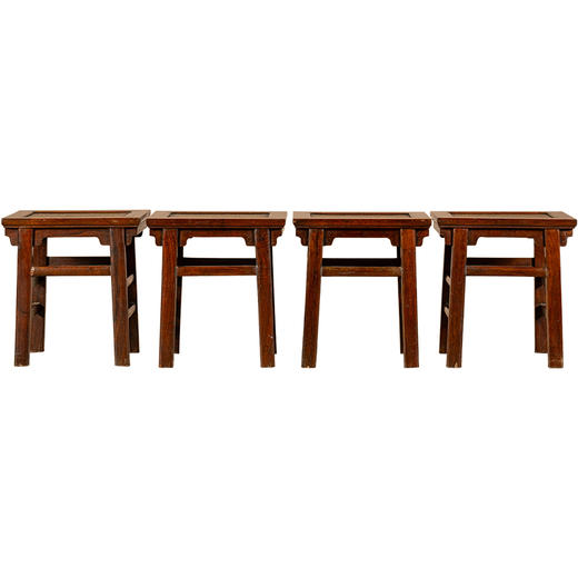 清	黄花梨夹头榫刀牙板方凳成套（一套四只） 商品图5