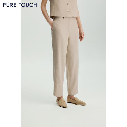 商场同款PURE TOUCH女装26春夏新款高腰西装裤通勤亚麻羊毛直筒裤 商品图4