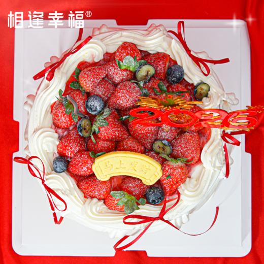 【马上发财蛋糕】「2026」立牌裹着金芒烟花，像把新年的绚烂提前锁在蛋糕上；还有块酥软的曲奇印着「马上发财」，更是藏在甜点里的吉利话。红丝带松松系着，像把新年的好运都缠在了奶油边。（可选1/2/3磅） 商品图4