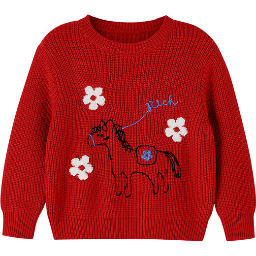 女童圆领长袖针织衫春季新款安奈儿童装EG614572 商品图5