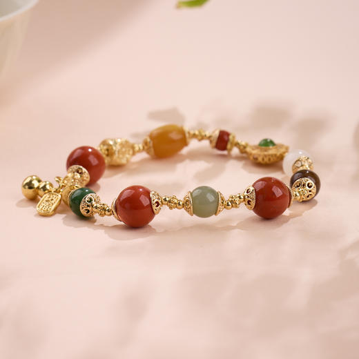【福至心灵·南红多宝手串】敦煌福泽小众十二通宝南红手串和田玉蜜蜡多宝手串 商品图13